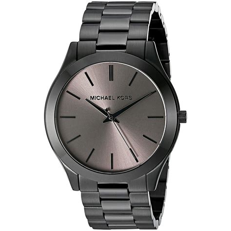 mens michael kors stainless steel quartz watch|Michael Kors black runway watch.